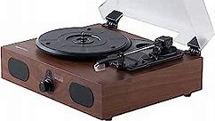 Amazon Basics Turntable Record Player with Built-in Speakers and Bluetooth, Desktop, Black