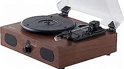 Amazon Basics Turntable Record Player with Built-in Speakers and Bluetooth, Desktop, Black
