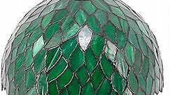 WERFACTORY Tiffany Lamp Shade Replacement 12X6 Inch Green Wisteria Style Stained Glass Lampshade Only with Cap fit for Table lamp Pendant Light Ceiling Fixture (Part Not Included) S523 Series