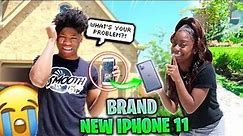 BREAKING Boyfriends Phone, Then Surprising Him With iPhone 11!!!