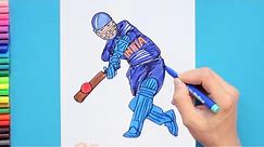 How to draw a cricket batsman