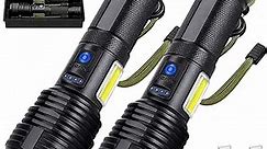 Flashlights LED High Lumens Rechargeable, 900,000 Lumen Super Bright Flashlight, USB Fast Charging High Powered Flash Light, Powerful IP67 Waterproof Handheld Flashlights for Home,Camping(2 Pack)