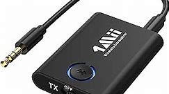 1Mii Bluetooth 5.3 Transmitter Receiver for TV, Bluetooth Adapter for TV aptX Low Latency Dual Link, 3.5mm Bluetooth Audio Transmitter for MP3 Airplanes Boats Treadmill Gaming