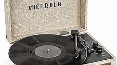 Victrola Journey+ Signature Turntable Record Player - 33-1/3, 45 & 78 RPM Suitcase Vinyl Record Player, Bluetooth Connectivity & Built-in Speakers, Stereo RCA Output, Linen Finish, Cream