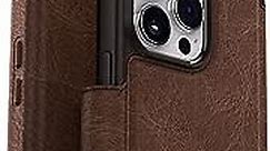 OtterBox iPhone 14 Pro Max (ONLY) Strada Series Case - ESPRESSO (Brown), card holder, genuine leather, pocket-friendly, folio case
