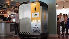 This machine pulverizes glass bottles, turns them into fine-grain sand in just 5 seconds