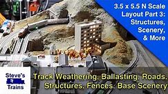 3x5 N Scale Layout Project Part 3: Base scenery, Structures, and More