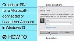 Creating a PIN for a Microsoft-connected or Local User Account in Windows 10 | HP Computers | HP