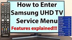 How to Access any Samsung TV secret Service Menu with Features EXPLANATION. TV reset/Screen test etc