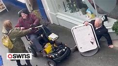 Shocking moment angry pensioner knocks over man for “buying the last pasty”