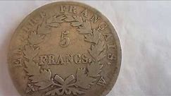 1812 Mint W 90% Silver Coin Napoleon Bonaparte 5 Francs
