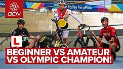 Beginner Vs Amateur Vs Olympic Champion | How Fast Are Pro Track Cyclists?