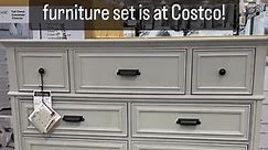 🛏 This gorgeous bedroom furniture set is at Costco! This includes a queen bed ($999.99), gentleman’s chest ($1049.99), tall chest ($999.99), and nightstand ($349.99)! #bedroomfurniture #bedroomdesign #costco