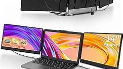 Laptop Screen Extender, 14'' FHD IPS Ultra-Thin Dual/Triple Portable Monitor Display, HDMI/USB-A/Type-C Plug-Play Extra Monitor for Windows, Chrome, Mac and Switch, Built-in Speakers