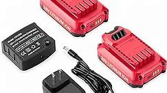 Powilling 2Pack 3.5Ah Replacement Craftsman V20 Craftsman 20V Lithium Battery and Charger Kit for CMCB202 CMCB204 CMCB206 CMCB201 CMCB100 CMCB124 Included a Craftsman 20V Battery Charger