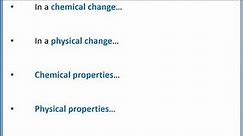 CHEMISTRY 101 - Chemical and physical properties and changes
