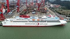 The world's fastest roll-on/roll-off passenger vessel, "VISBORG," was delivered to its owner, Sweden's oldest passenger shipping company Rederi AB Gotland Group, on Saturday in Guangzhou City. The vessel, which looks similar to a luxury cruise ship, was built by the Guangzhou Shipyard International Company. It is 200 meters long, over 25 meters wide, can carry up to 1,730 passengers and has 10 decks, with the upper five serving as accommodation and the rest as parking lots. 