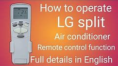 How to use lg air conditioner remote control function in English| lg split ac remote full details