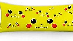 Yellow Cartoon Body Pillow Case Cover 20x54inches Double Printed Japanese Pika Cute chu Funny Body Pillowcase Cover with Hidden Zipper-2