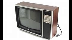 1980s Sharp Linytron TV Demo CRT Television Set Model 13MM57, Apex Digital Converter DT250