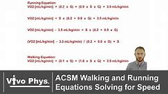 ACSM Walking and Running Equations Solving for Speed