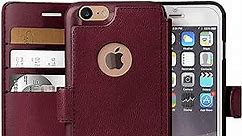LUPA iPhone 6S Plus Wallet case, iPhone 6 Plus Wallet Case, Durable and Slim, Lightweight with Classic Design & Ultra-Strong Magnetic Closure, Faux Leather, Burgundy, for Apple iPhone 6s Plus/6 Plus