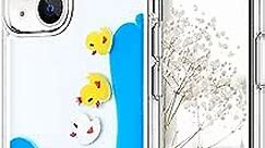 LUVI Compatible with iPhone 13 Liquid Case Cute Funny Cartoon Moving Water Duck Quicksand Flowing Floating Waterfall Protective Cover Soft Silicone Rubber Case for iPhone 13
