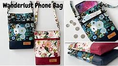 How to sew a phone bag | DIY phone pouch with a front zipper - Wanderlust Phone Bag