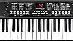 M SANMERSEN Piano Keyboard for Beginners, 37 Keys Built-in 1200mA Rechargeable Battery Electronic Piano Keyboard Portable Music Piano Keyboard with Mic LED Screen Teaching Gift for Beginners, Black