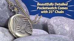 STRADA Japanese Movement Eagle Pocket Watch with Chain