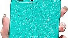 Finyosee Compatible with iPhone 13 Pro Case 6.1 inch, Cute Neon Bright Color,Glitter Bling Thin Slim Shockproof Silicone Sparkly Case, Soft TPU Phone Case for Women Girl-Mint Green