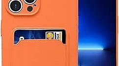Silicone Card Case Compatible with iPhone 13 Pro Max 6.7 inch, Shock-Absorbing Protective Case with Card Holder, Soft Slim Wallet Case Compatible with iPhone 13 Pro Max case-Orange