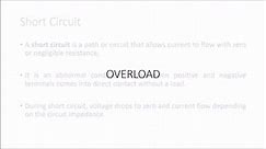 Difference between Short circuit and overload
