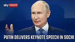 Vladimir Putin delivers speech at annual Valdai meeting in Sochi