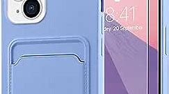 MZELQ Compatible with iPhone 13 (6.1 inch) Case, Card Holder Camera Protection Cover for iPhone 13 + Screen Protector, Card Slot Designed for iPhone 13 Phone Case -Purple