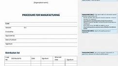 Procedure for Manufacturing [ISO 9001 templates]