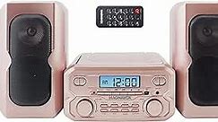 Magnavox MM435M-RG 3-Piece Compact CD Shelf System with Digital FM Stereo Radio, Bluetooth Wireless Technology, and Remote Control in Rose Gold | LCD Display | AUX Port Compatible |