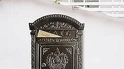 Decorative Lock Mailbox Outdoor - Metal Wall-Mounted Mailbox - Vintage Cast Iron Locking Mailbox