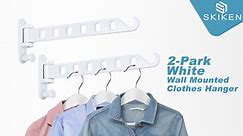 White Laundry Clothes Hanger Wall Mounted Folding Valet Hook