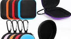 10 Pcs Earbud Travel Organizer Headphone Carrying Case 5 Pcs Small Round Earphone Organizer 5 Pcs Square Case PU Leather Portable Earphone Case with Buckle Mini Storage Bag Supplies