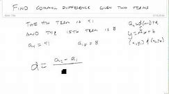 Find common difference when given two terms