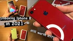 Unboxing Iphone 8 in 2021 | aesthetic red product🍎 | RainVlog