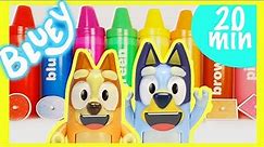 Learn Colors and Shapes with Bluey Toy Surprises | Learn Colors with Surprise Crayons for Kids