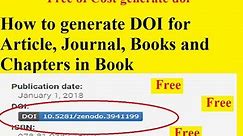 How to generate DOI for Article, Book chapter in book and publications