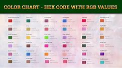 Color Chart - Color Names, Hex Code with RGB values - Graphical and Web Designing Use - Invent High