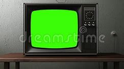 Old TV with a Green Screen in the Room Stock Footage - Video of screen, retro: 39169358