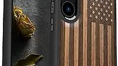 Carveit Wood Case for Galaxy S23 Plus Case 2023 [Natural Wood & Black Soft TPU] Shockproof Protective Cover Unique & Classy Wooden Case Compatible with S23 Plus Case (American Flag-Walnut)