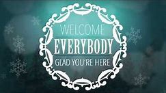 Welcome Message on Winter Scene Background