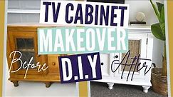 TV Cabinet Makeover DIY With Rattan! // Coastal Hamptons Furniture Makeover!