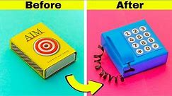 DIY Miniature telephone with matchbox || How to make mini telephone from matchbox